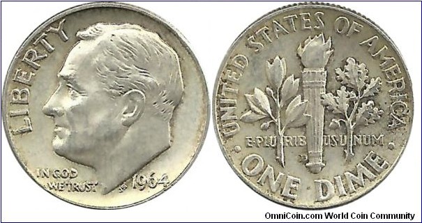 USA 10 Cents 1964D