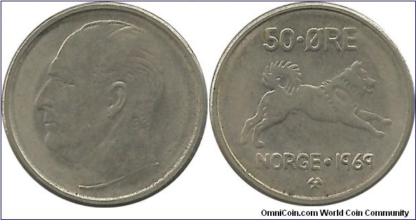 Norway 50 Øre 1969