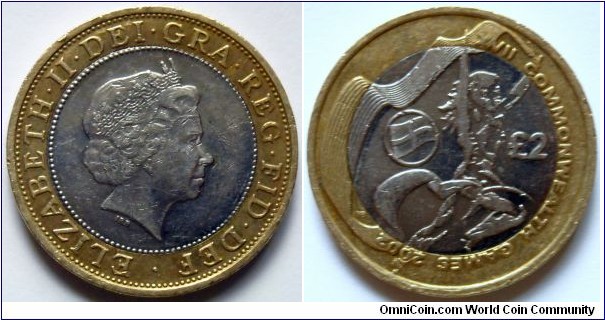 2 pounds.
2002, XVII Commonwealth Games - English flag.