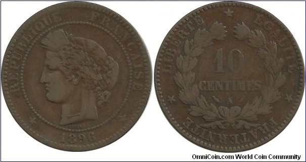 France 10 Centimes 1896