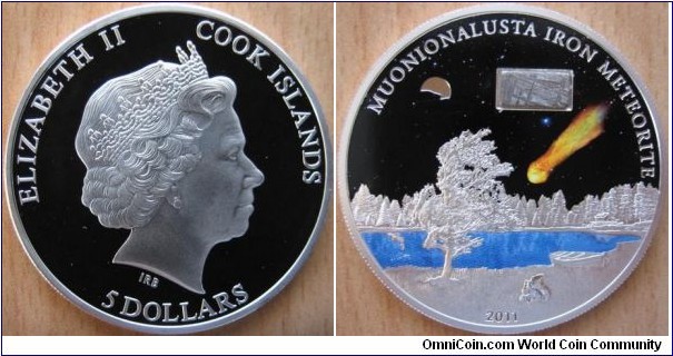 5 Dollars - Muonionalusta meteorite - 20 g Ag .925 Proof (with piece of meteorite) - mintage 2,500