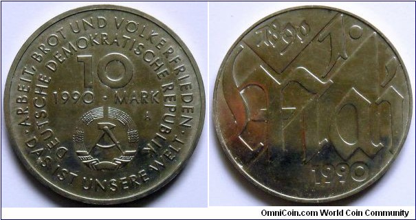 10 mark.
1990, 100th Anniversary of International Labour Day - 1 may.
German Democratic Republic (East Germany)