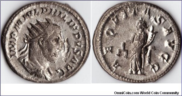 silver antonianus of Philip I. Re: AEQUITAS AUGG