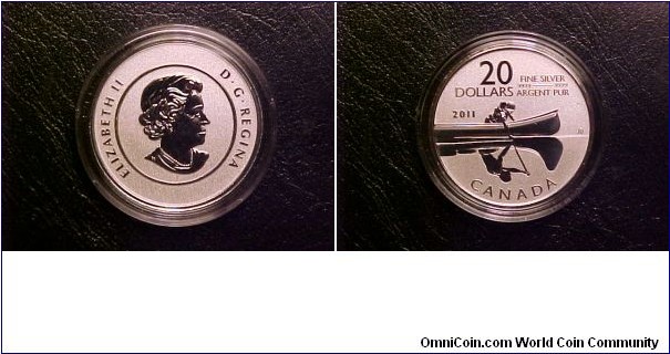 The silver $20 canoe coin, sold by the Royal Canadian Mint for face value, and I got mine in a Christmas gift exchange!