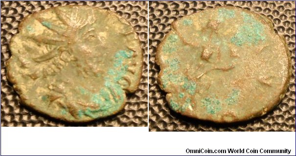 Barbarous radiate, probably copying Victorinus or tetricus I. c. 275-285 ADThese coins where struck to make up the shortage of coins after reforms of aurelian, 270-5, and fall of Tetricus, AD 274.