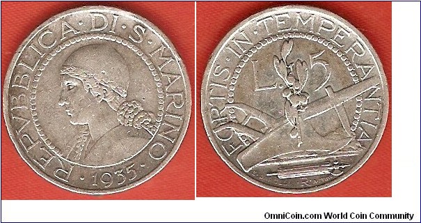 5 Lire
Silver, mintage 200000