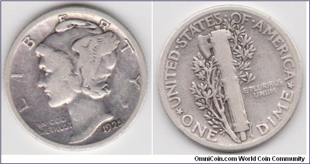 1925S 10C Mercury Dime