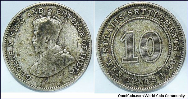 George V Straits Settlements Ten cents