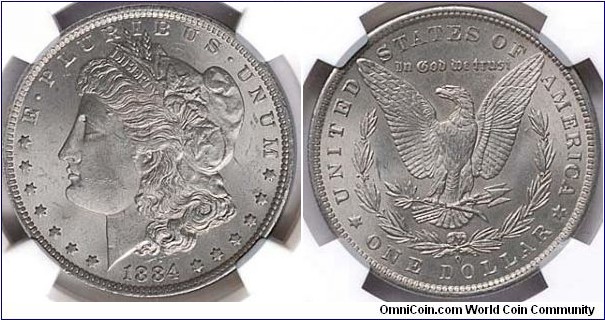 1884 O Morgan Silver Dollar MS63