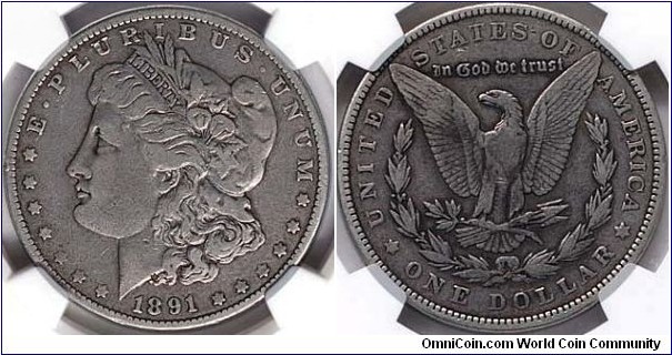 1891 Morgan Silver Dollar