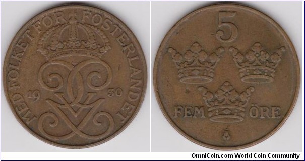 1930 Sweden 5 Öre 