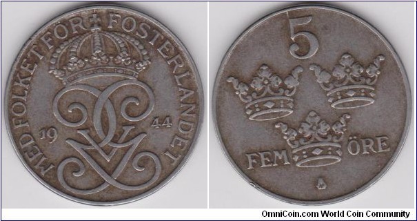 1944 Sweden 5 Öre 