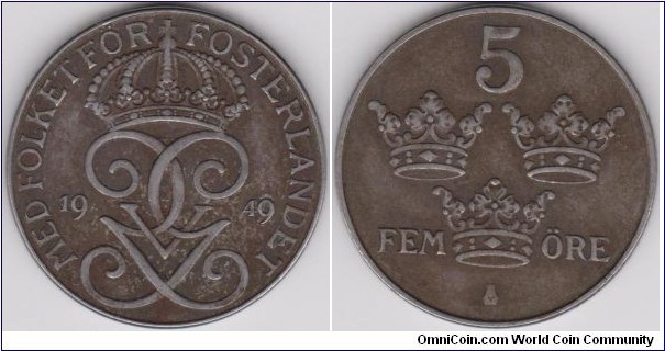1949 Sweden 5 Öre 