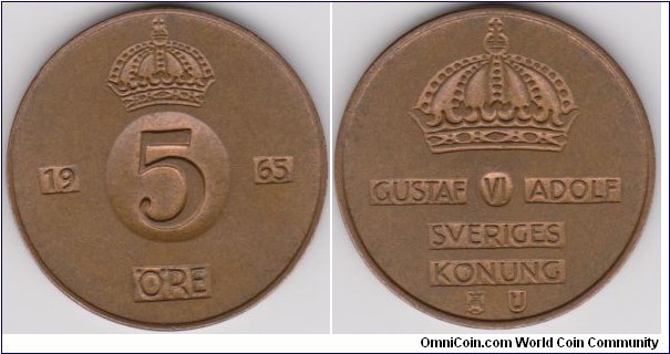 1965 Sweden 5 Öre 