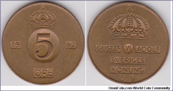 1967 Sweden 5 Öre 