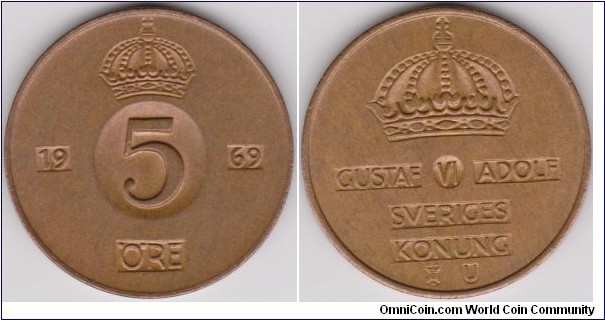 1969 Sweden 5 Öre