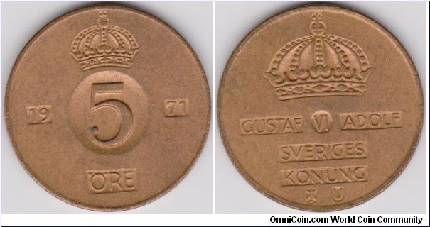 1971 Sweden 5 Öre
