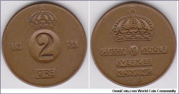 1956 Sweden 2 Öre 
