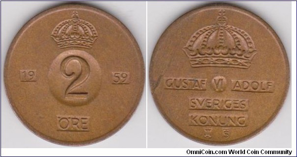 1959 Sweden 2 Öre 