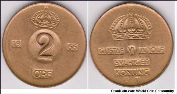 1966 Sweden 2 Öre 