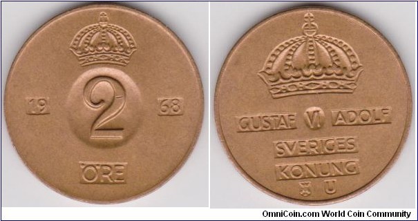 1968 Sweden 2 Öre 