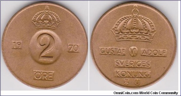 1970 Sweden 2 Öre 