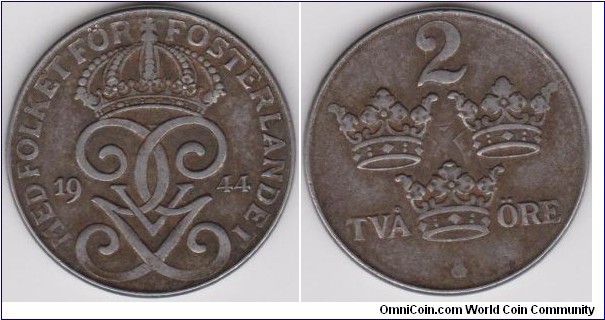 1944 Sweden 2 Öre 