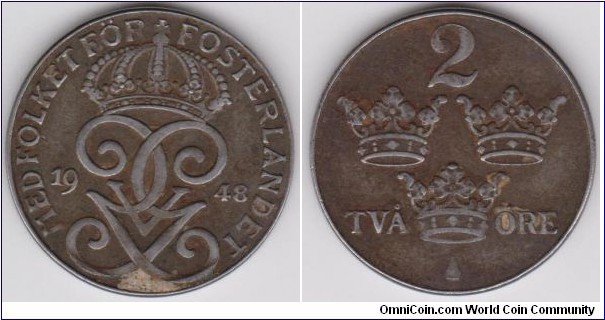 1948 Sweden 2 Öre 