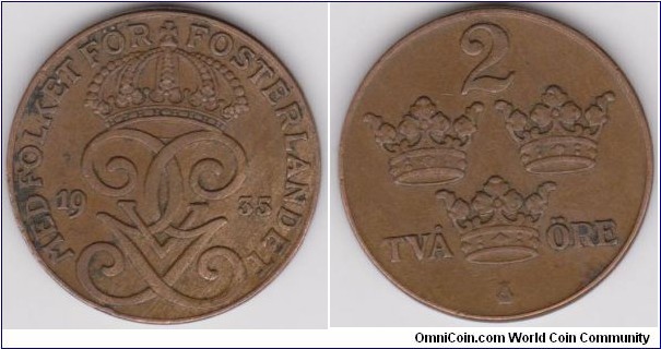 1935 Sweden 2 Öre 