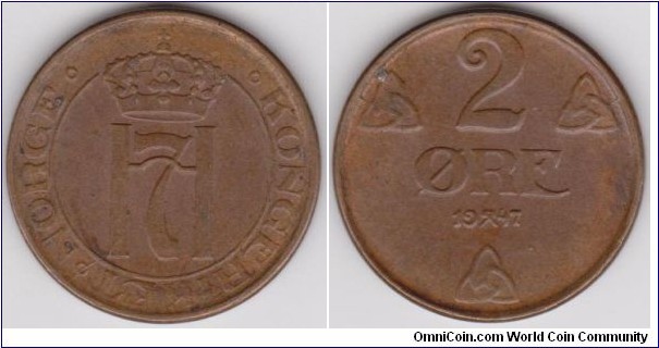 1947 Norway 2 Öre