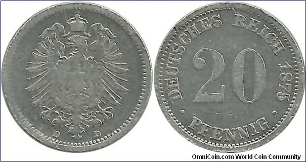 Deutsches Reich 20 Pfennig 1875D