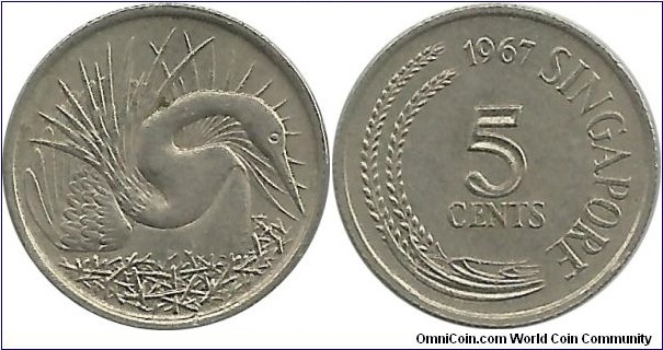 Singapore 5 Cents 1967