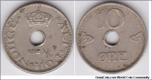 Norway 1937 10 Öre