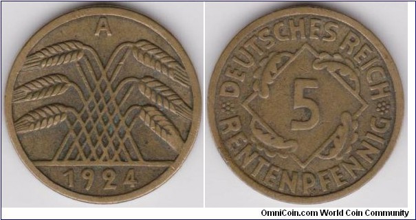 1924 A 5 Rentenphennig 