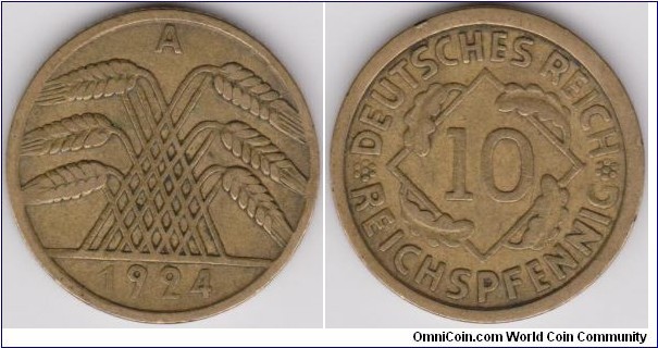 1924 A 10 Reichsphennig 