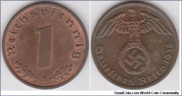 1938 A 1 Reichsphennig 