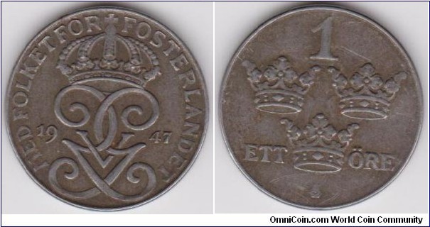 1947 Sweden 1 Öre