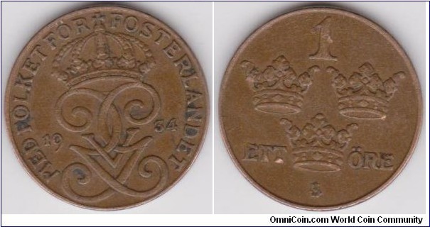 1934 Sweden 1 Öre 