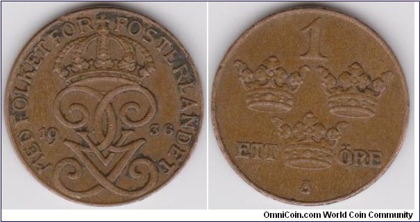 1936 Sweden 1 Öre 