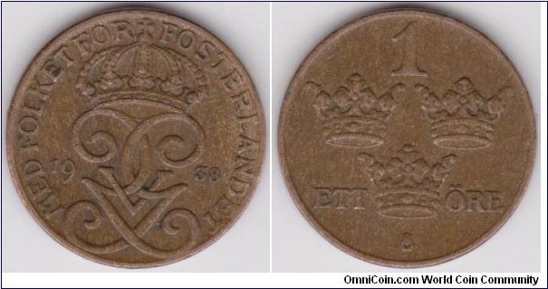 1938 Sweden 1 Öre 