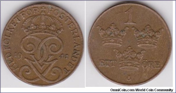 1941 Sweden 1 Öre 