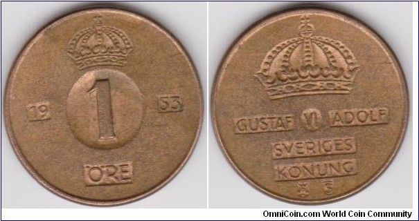 1953 Sweden 1 Öre