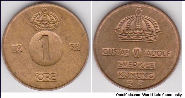 1958 Sweden 1 Öre