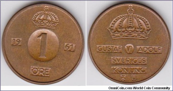 1961 Sweden 1 Öre