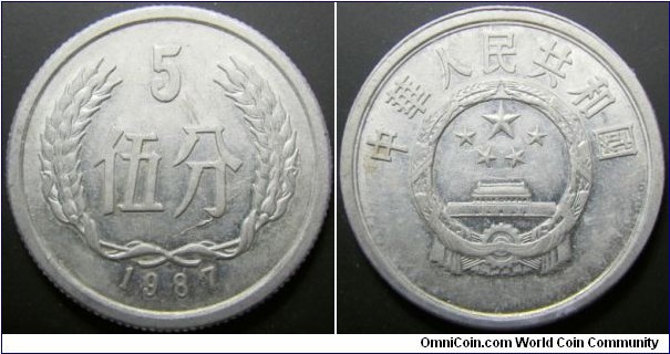 China 1987 5 fen. 