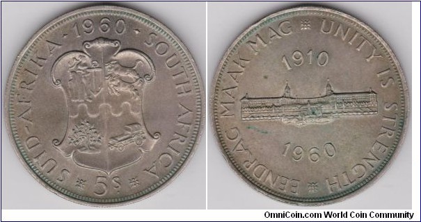 South Africa 5 Shillings 1960 Parliament Building