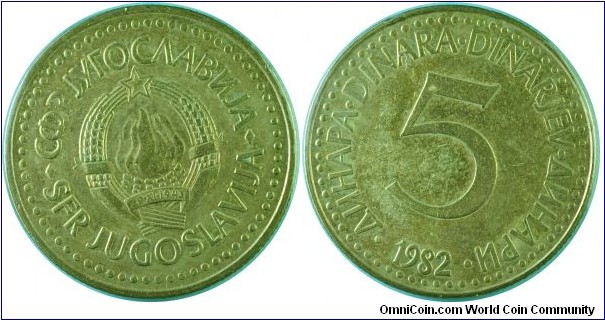 Yugoslavia5Dinara-km88-1982