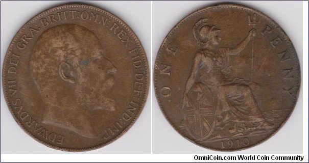Edwardvs VII 1910 one Penny