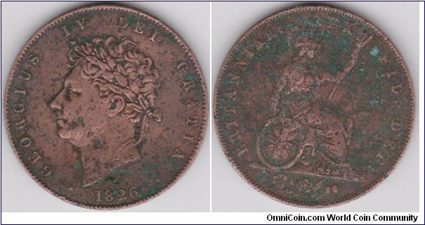 1826 George IV Half Penny