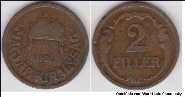 1926 Hungary 2 Filler